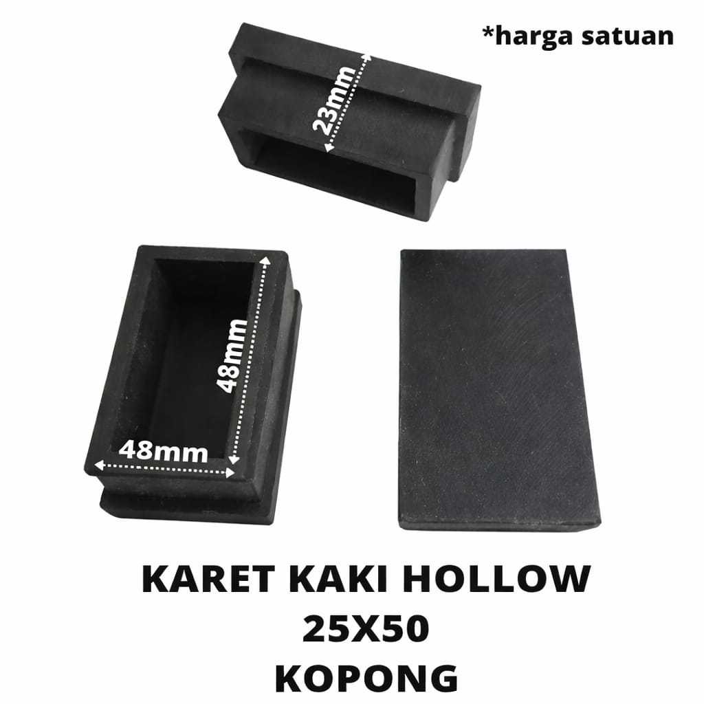karet hollow 25x50 kopong/karet tapak kaki/karet alas kaki kursi/meja besi hollow