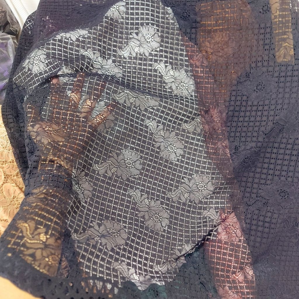 kain brokat premium  - kain brokat meteran  - kain brokat motif  - kain brokat katun ( hitam )1Y