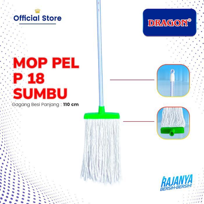 DRAGON Pel Lantai SUMBU 18 Dengan Gagang Besi Mop Pel Lantai Kain Tebal Sumbu Serbaguna