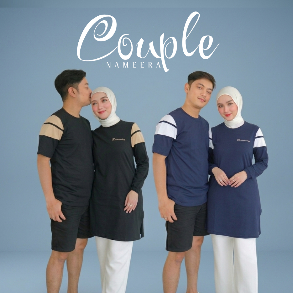 ORIGINAL || Kaos Couple Wanita Pria Nameera Cotton Combed 20s Adem Nyaman Baju Pasangan Harian – Ban