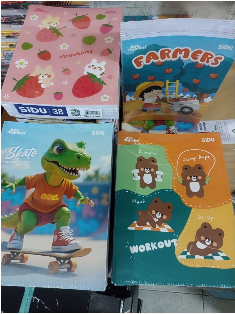 buku tulis A5 sidu karakter anak 38 lembar satu pak 10 buku