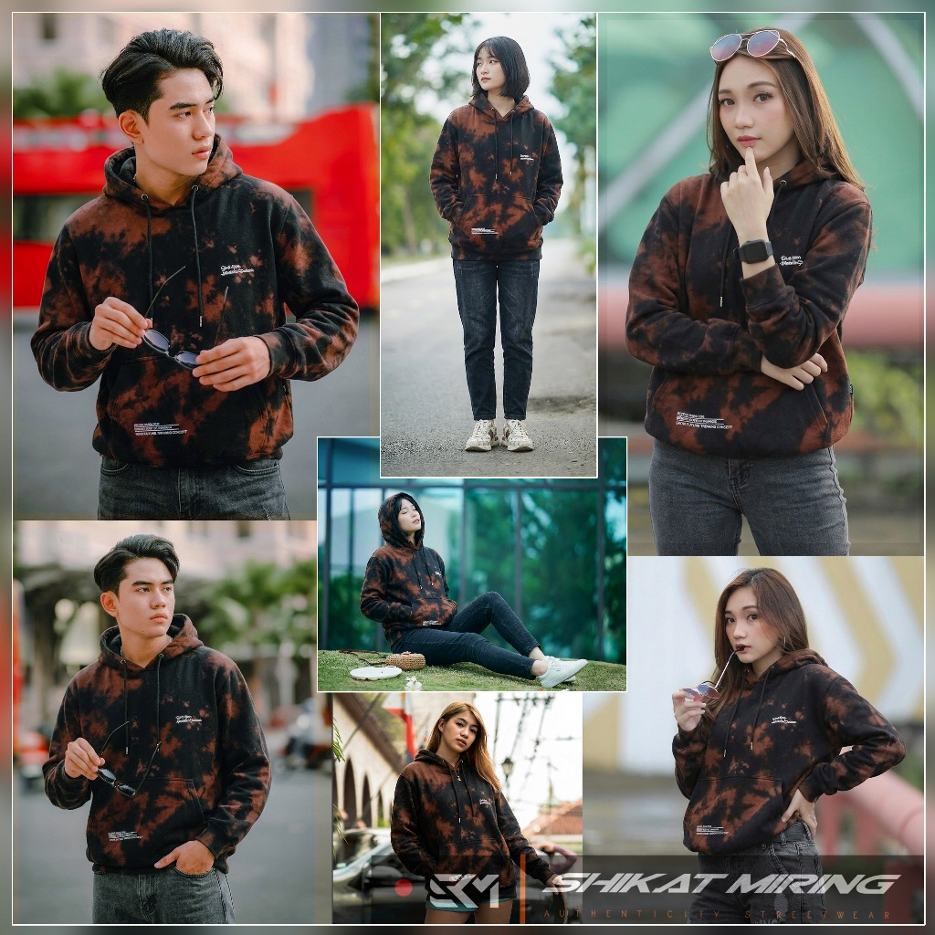 Shikat Miring Hoodie Tie Dye Black
