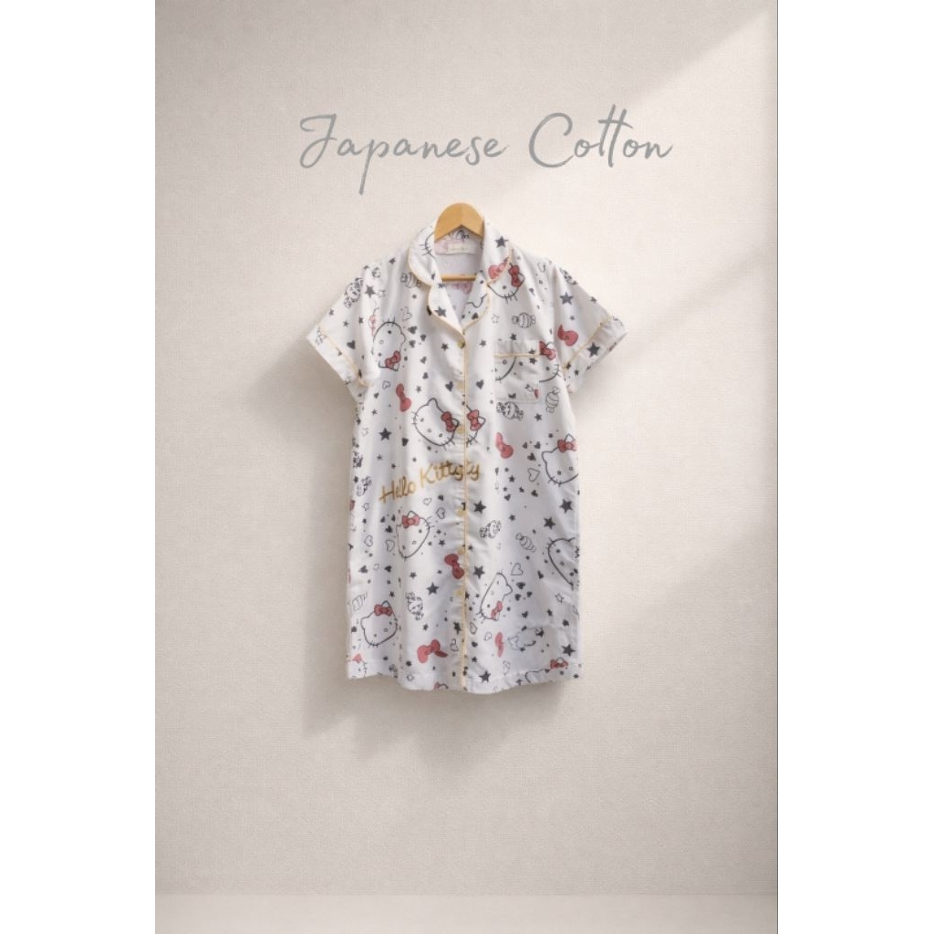 Piyama Dewasa Katun Jepang Sleepdress Hello Kitty M