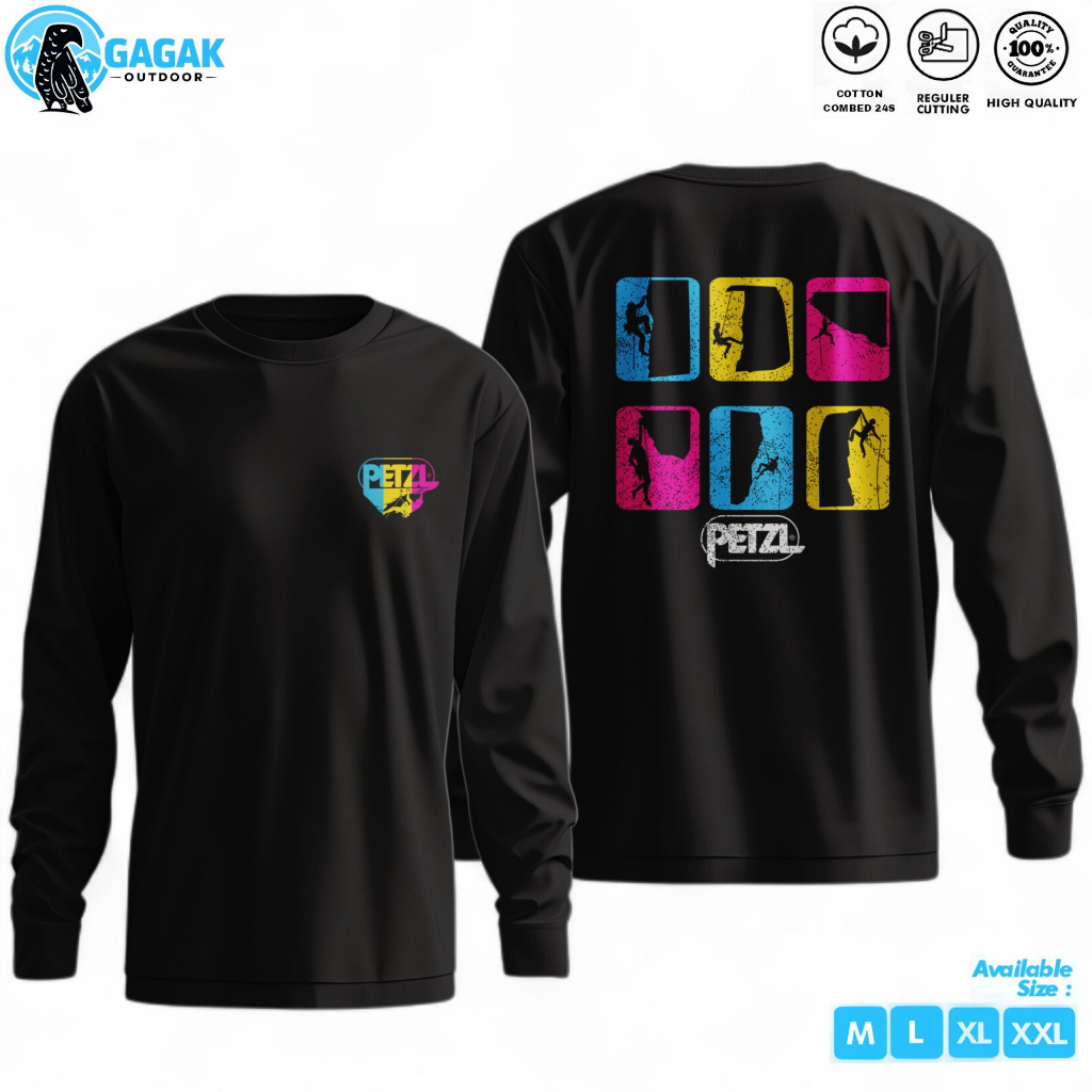 gagak outdoor Kaos Petzl Climbing Unisex pria dan wanita Cotton pendaki gunung lengan panjang 1