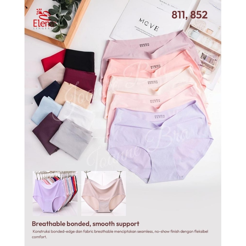 Elena Celana Dalam Wanita Seamless Reguler & Jumbo - CD Tanpa Jahitan Lembut Quick Dry Mid Low Waist