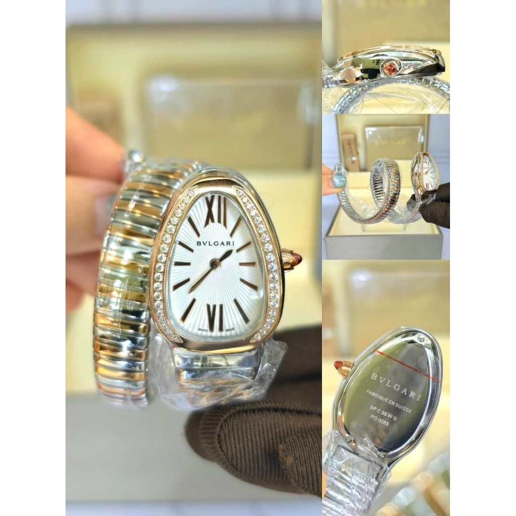 Jam Tangan Wanita Bvlgari Serpenti Tubogas Ring Mata Mesin Swiss Quartz Diameter 45mm