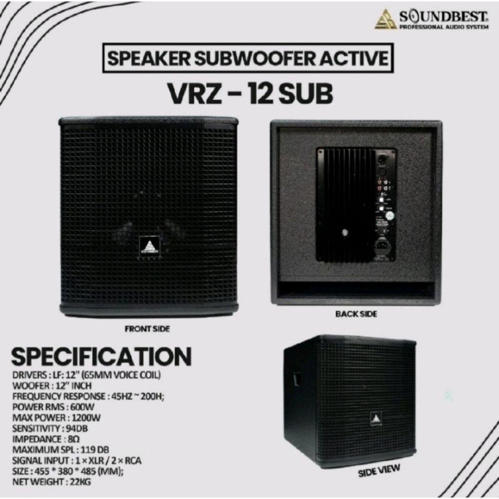 Subwoofer Aktif 12 inch Soundbest VRZ 12 / VRZ12 Original Sub active