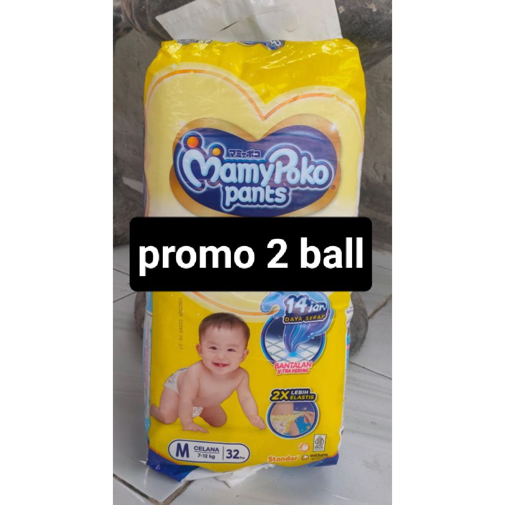 promo mamypoko pants M32 celana 2 ball