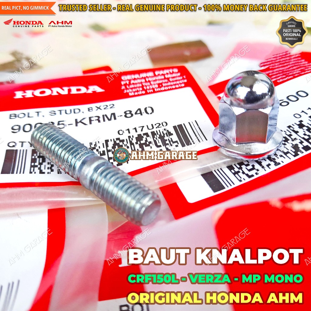 Baut Knalpot CRF150L K84 Kunci 12 Mur Knalpot CRF 150L K84F Baut Tanam M8 Original Honda AHM 90035KR