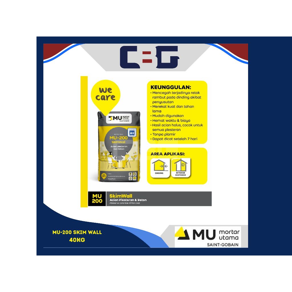 SEMEN MORTAR  MU-200  40KG ( SkimWall Acian Instan Plesteran Beton )