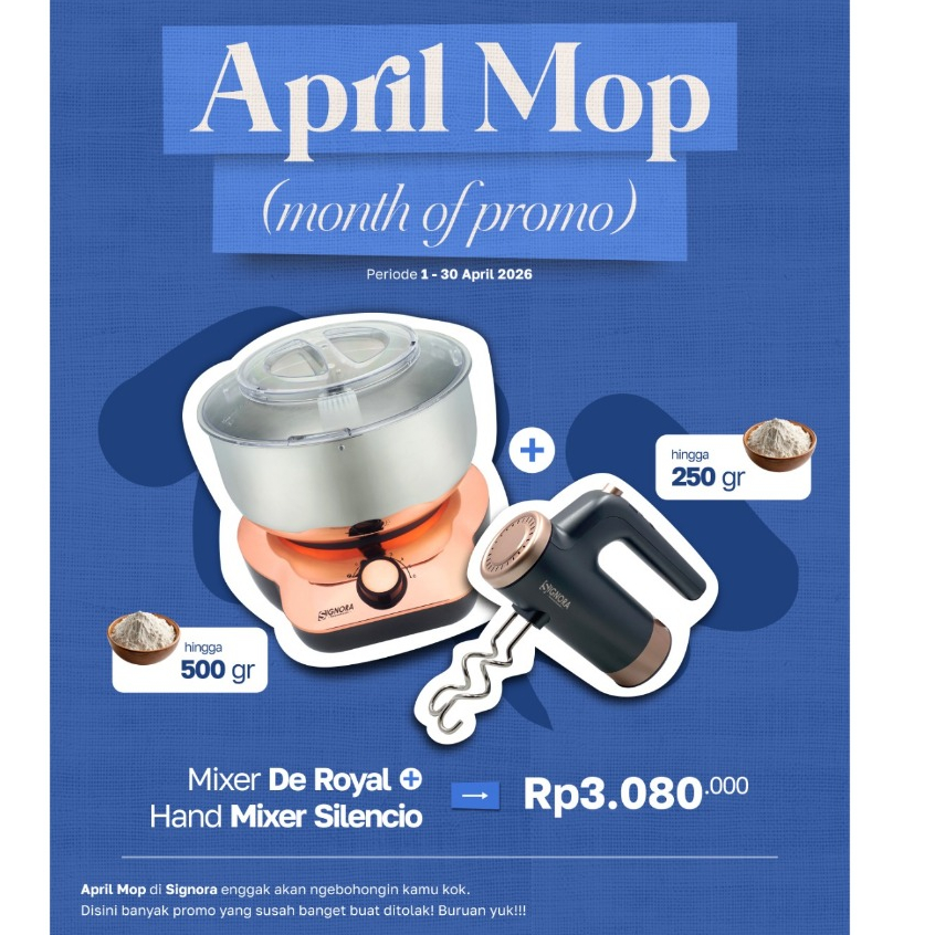Mixer De Royal Signora 800W Stand Mixer 5L | Mixer Roti & Cake | 6 Kecepatan