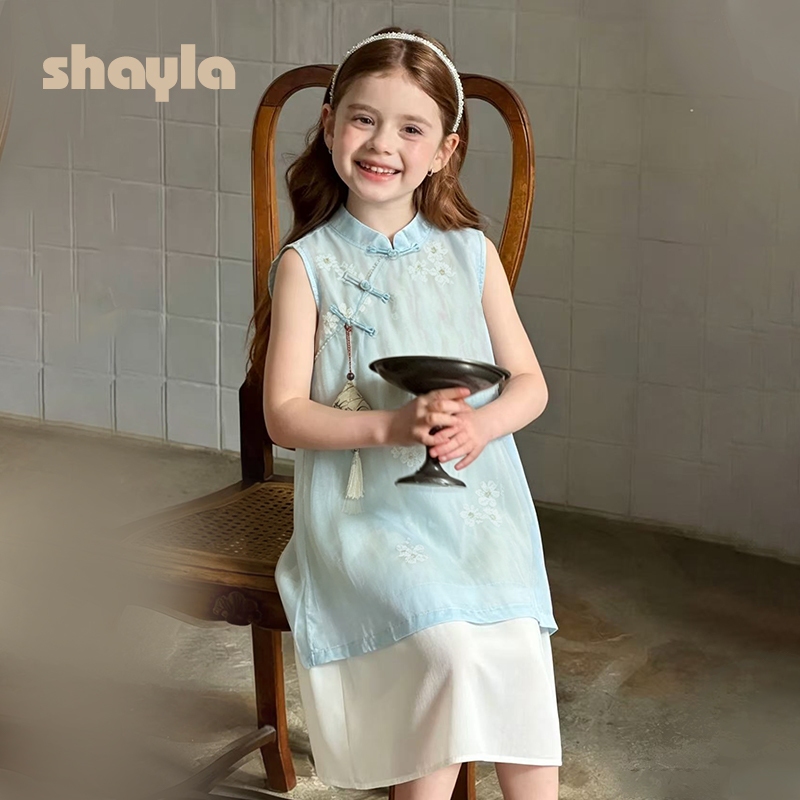 SHAYLA Ready Stock gaun anak perempuan 1 2 3 tahun  2026 baju bendera baru hanoban musim panas cina 