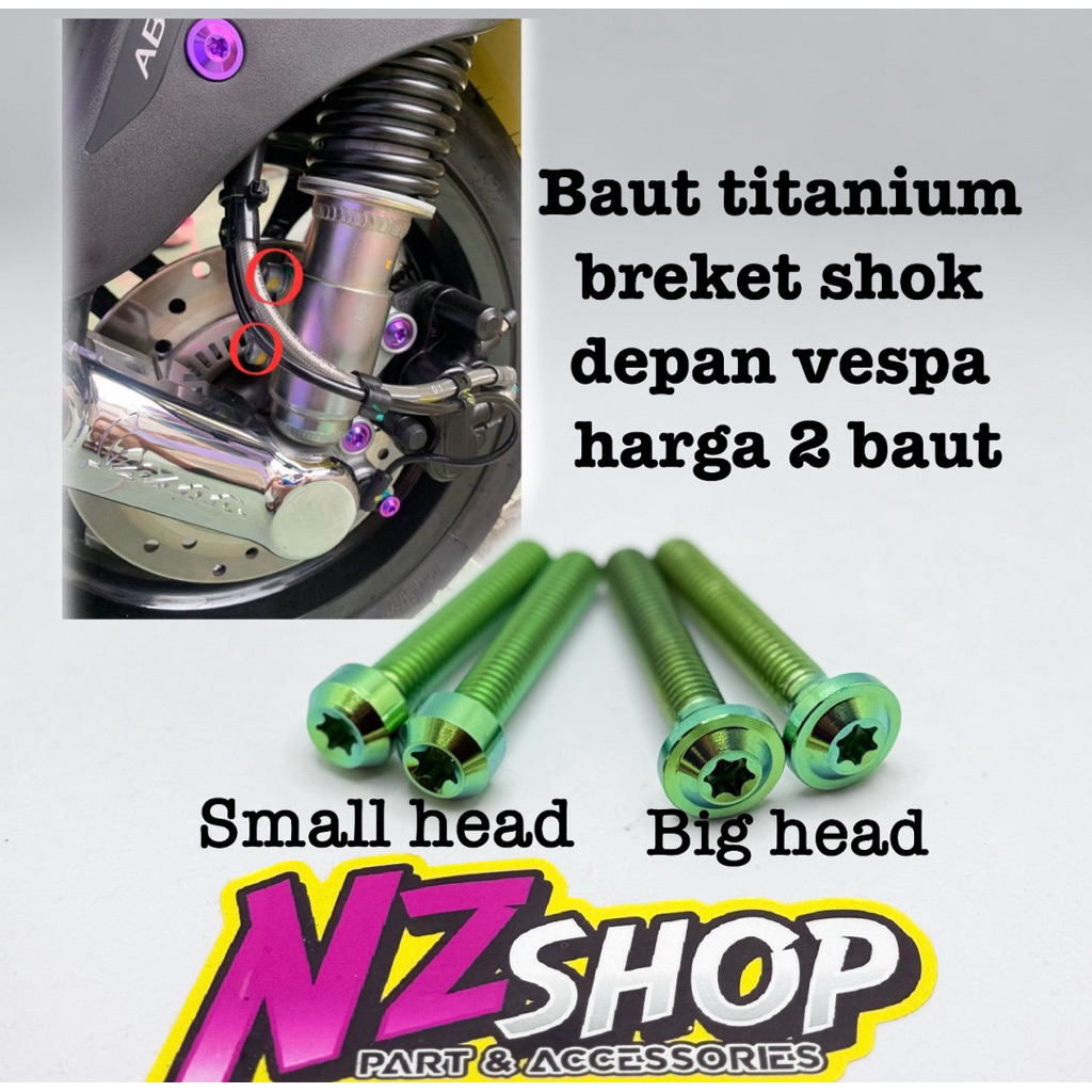 baut titanium set breket shock depan vespa matic harga 2 baut