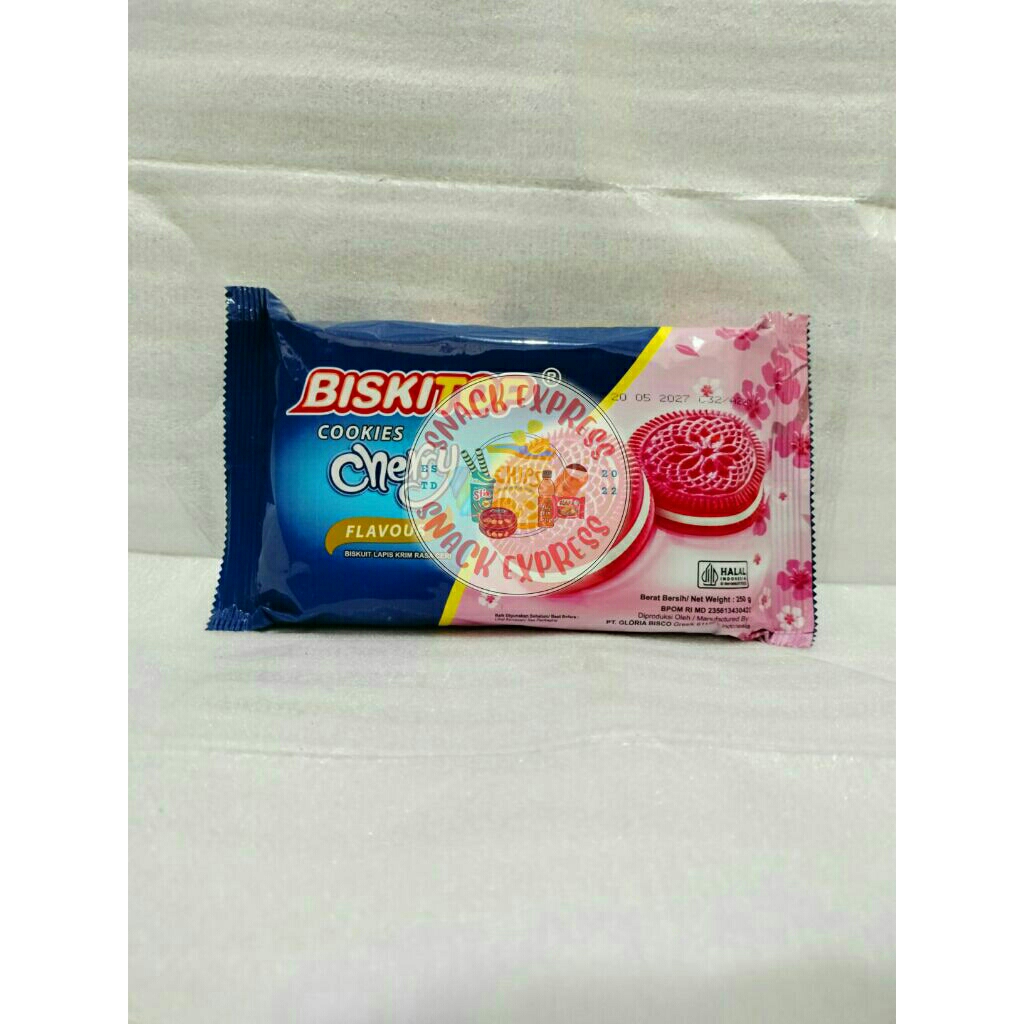 Biskitop Cookies Cherry (Biskuit dengan Cream Rasa Ceri) @250g