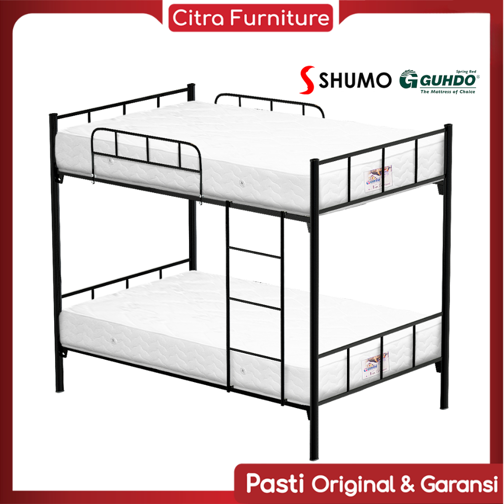 CITRA FURNITURE GUHDO SPRINGBED X SHUMO Ranjang Besi Bunk Bed Tingkat 120 / 120 Spring Bed Full Set