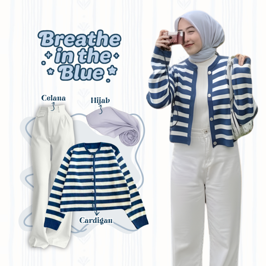 One Set Hijab Cardigan Knit 3in1 / Setelan Wanita Kekinian / Outfit Nongkrong / Outfit Ngampus / Car