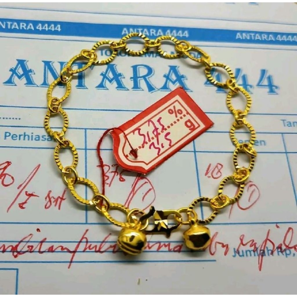GELANG TANGAN NURI UKIR PERHIASAN WANITA BERLAPIS EMAS MUDA FREE SURAT NOTA DARI TOKO