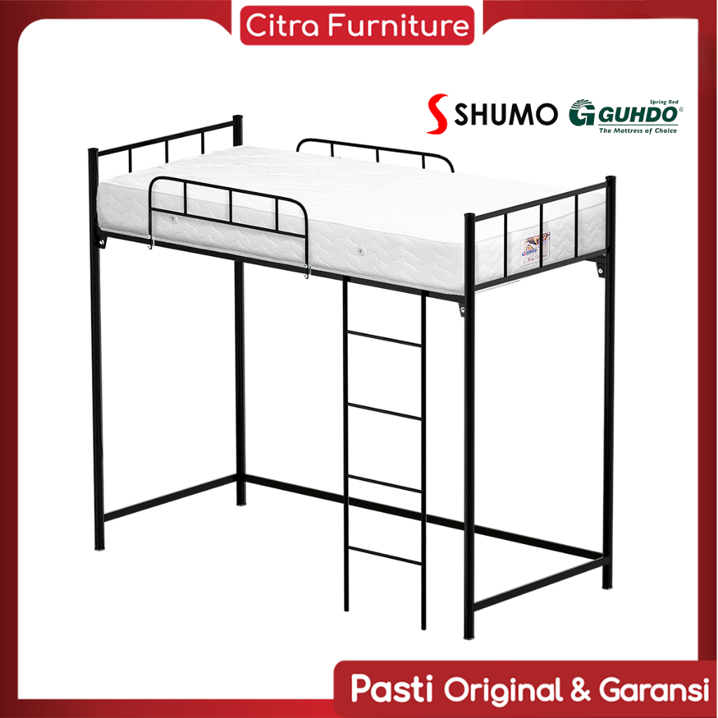 CITRA FURNITURE GUHDO SPRINGBED X SHUMO Ranjang Besi Tingkat Meja Belajar 90x200 Spring bed Full Set