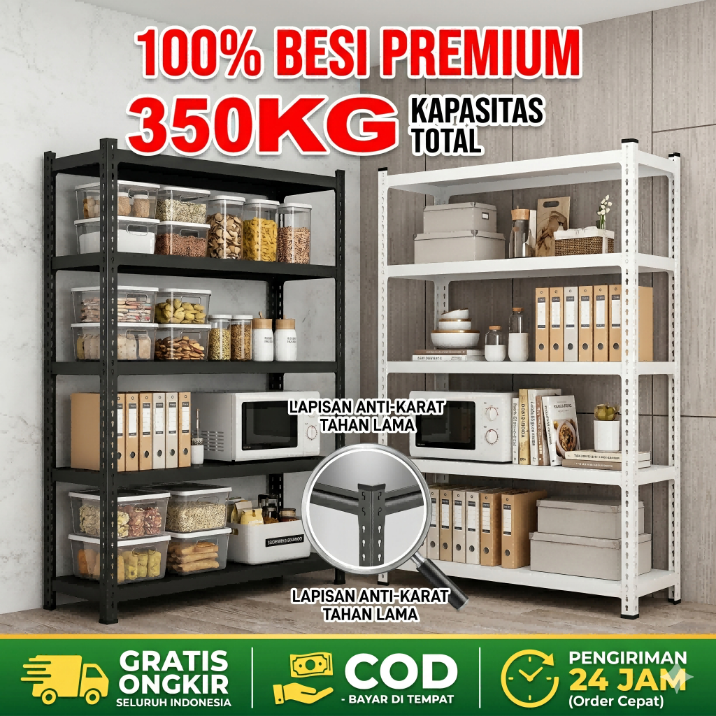 Rak Besi Siku 5 Susun Rak Susun Serbaguna Rak Gudang Rak Besi Rak Dapur Rak Barang Rak Besi Susun