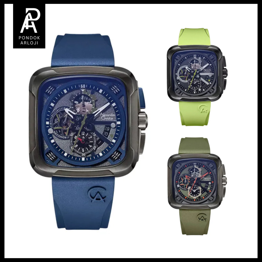 ORIGINAL Jam Tangan Pria Alexandre Chiristie AC 6577 / ac6577 / 6577 Rubber Original