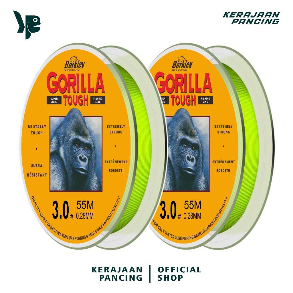 Kerajaan Pancing Tali Pancing Berkley Gorilla Hijau Stabilo Senar Pancing Nilon 55m Super Kuat