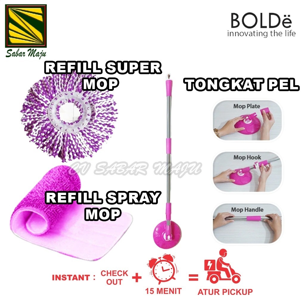 Bolde Tongkat Pel Untuk Semua Tipe Bolde / Super Mop / Tongkat / Gagang Pel Bolde