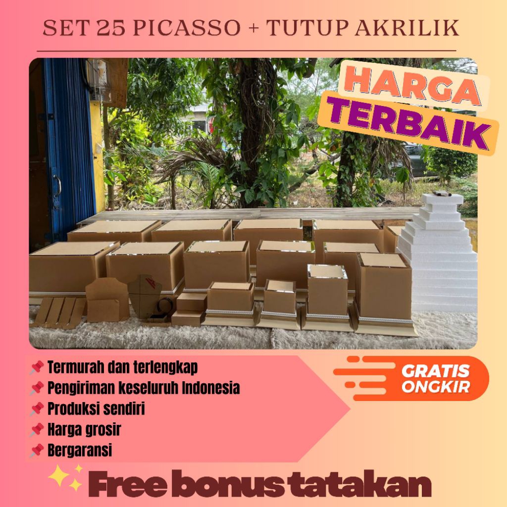 BOX PICASSO SET 25 DAN TUTUP AKRILIK | BOX HANTARAN DAN SESERAHAN