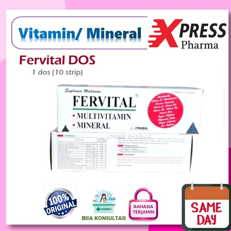 XPRESS  Fervital DOS Vitamin Mineral Ferfital Verfital Vervital Fervita Box Dus Tablet Zet