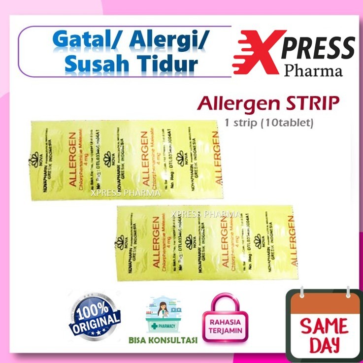 XPRESS  Allergen STRIP Obat Gatal Alergi Susah Tidur CTM Chlorpheniramine maleate Alergen Tablet Zet
