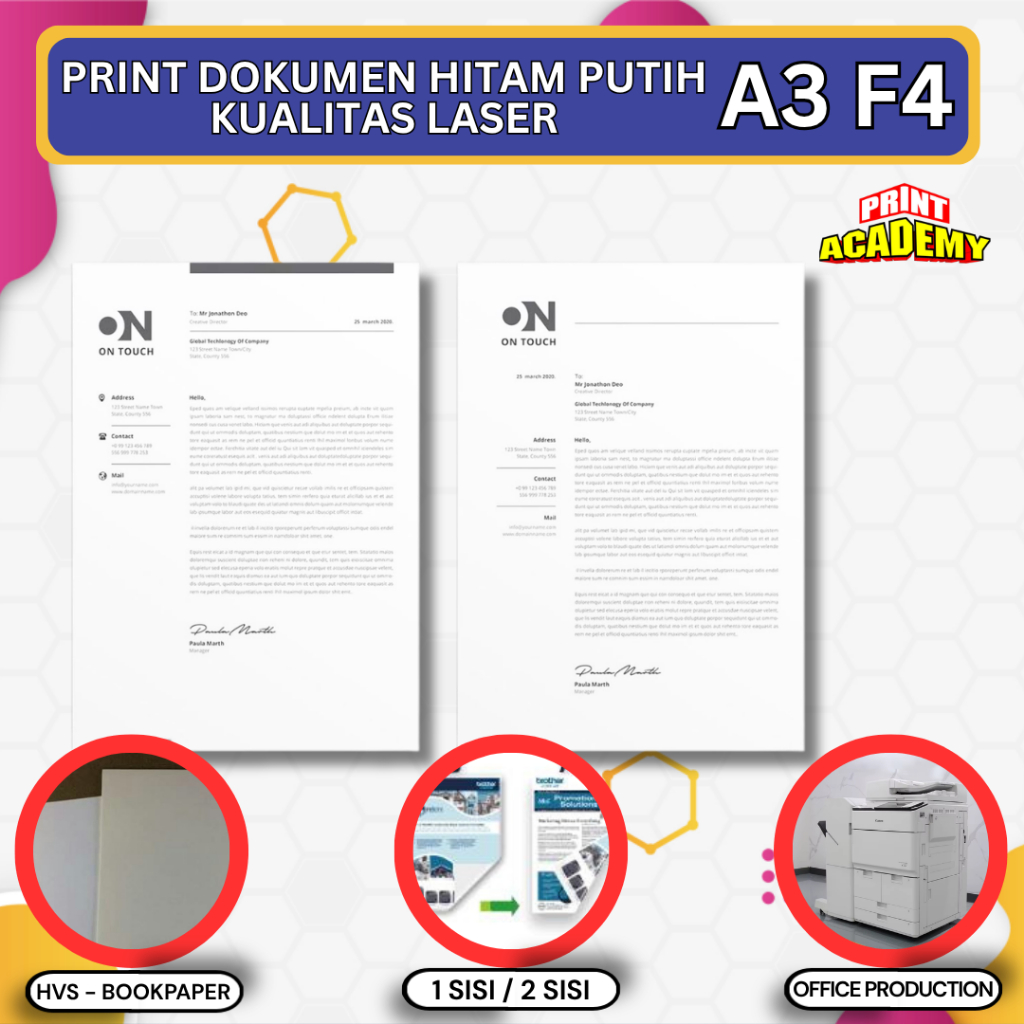 CETAK DOKUMEN / PRINT DOKUMEN HITAM PUTIH HVS BOOKPAPER KUALITAS LASER F4 A3