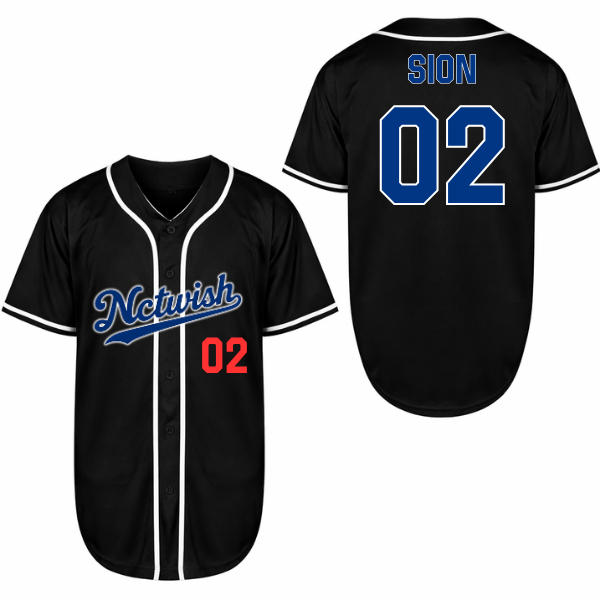 Baju Jersey Baseball Unisex Dryfit Jersey Lengan Pendek Kerah V Hitam M L XL nct wish
