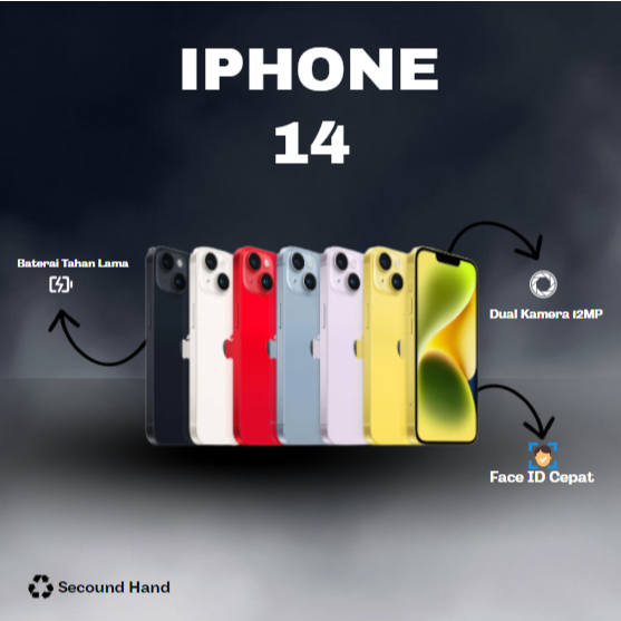 IPHONE 14 WIFI ONLY 128GB/256GB SECOND FULLSET Second HandPhone Garansi 1 Bulan