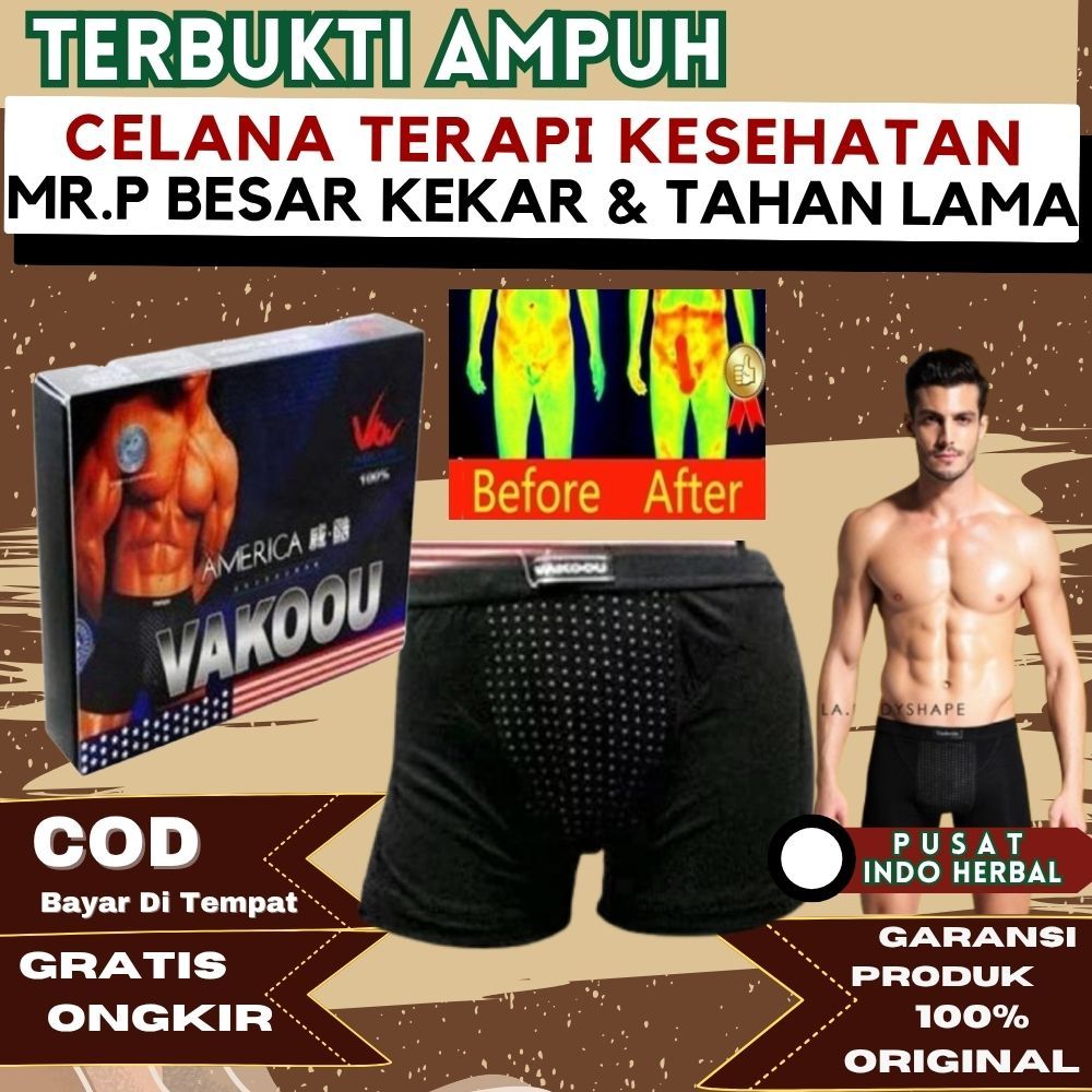 Vakoou Original USA Boxer Magnet Celana Dalam Pria Kesehatan Terapi Magnetik Vitalitas Stamina Tahan