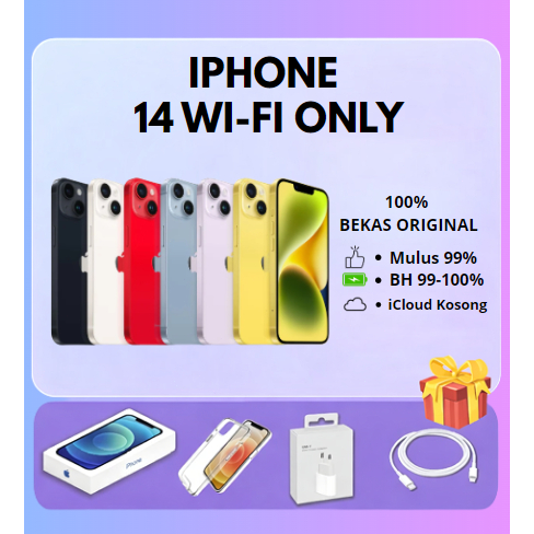 IPHONE 14 WIFI ONLY 128GB/256GB SECOND FULLSET Second HandPhone Garansi 1 Bulan