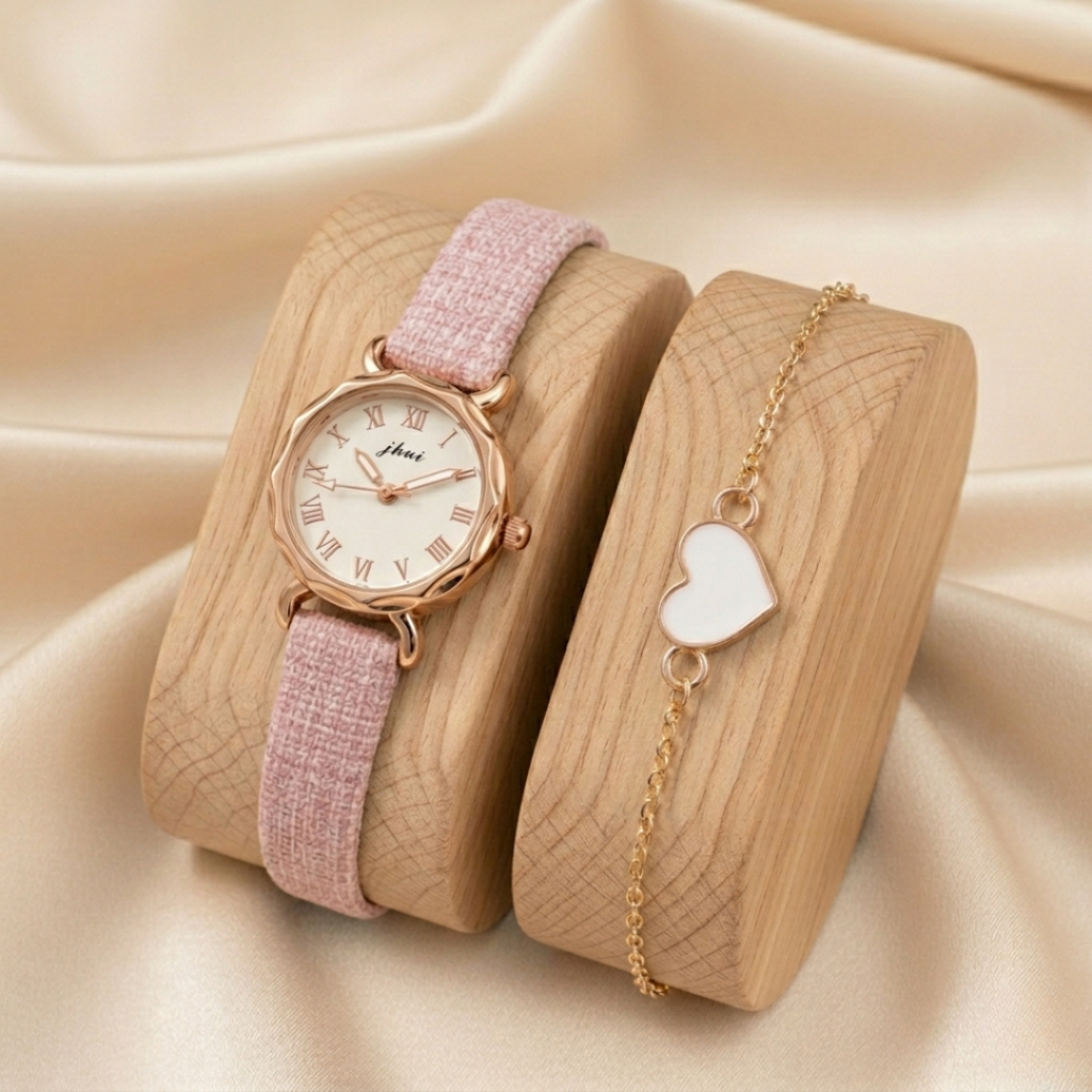 Set Jam Tangan Wanita Dan Gelang Love Premium