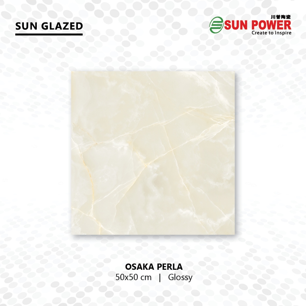 SUN POWER Osaka Perla 50x50 Glossy – Keramik Tiles (Sun Glazed Tiles) Lantai & Dinding Sun Power Cer