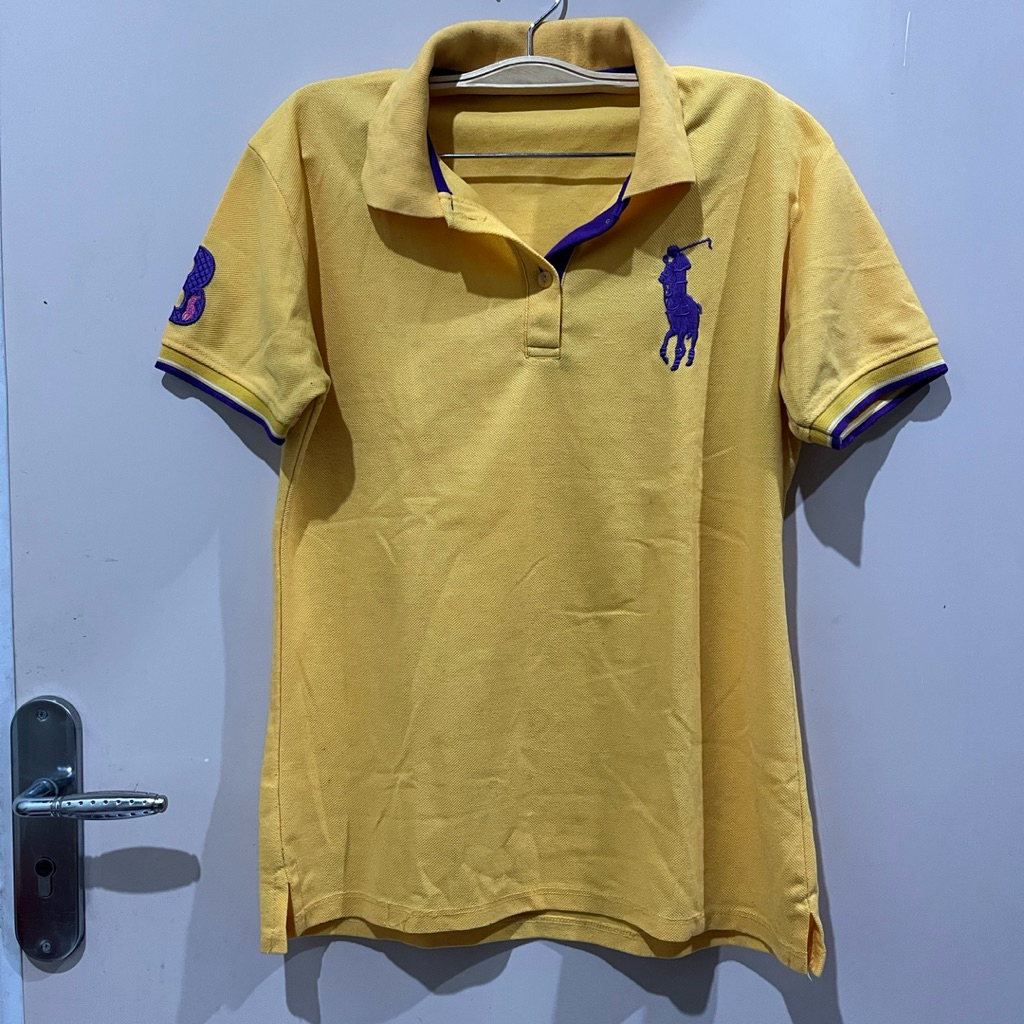 PRELOVED Kaos Kerah Wanita Kaos Polo Kuning Baju Kerah Kuliah Atasan Wanita
