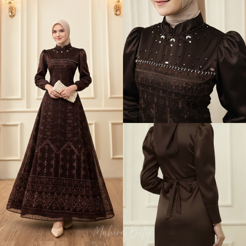 Nagita Dress Gamis Brokat Payet Mutiara Elegan