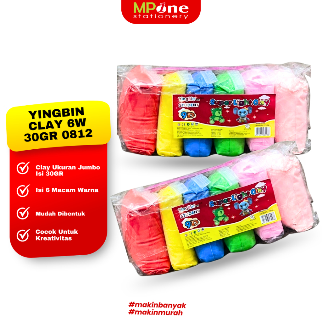 Yingbin Clay 6 Warna Isi 30gr 0812 / Mainan Kreasi Anak Clay / Clay Polymer 6 Warna 30GR YINGBIN