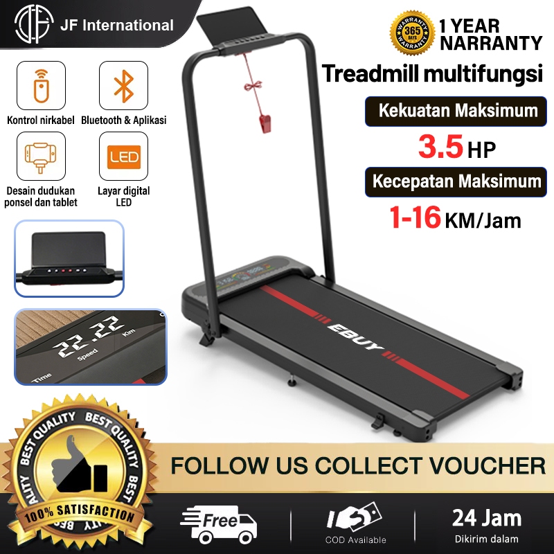 Treadmill Multifungsi Alat Jalan, Upgrade Tenaga Kuat 3.5HP, Bisa Lipat, Bluetooth, Layar Besar, Sen