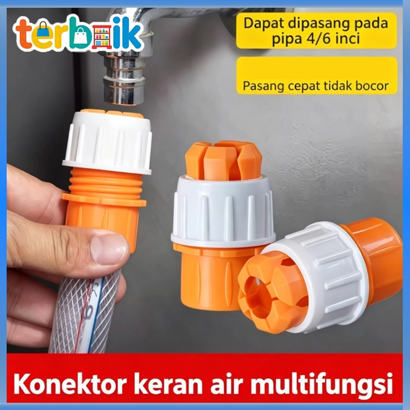Adaptor keran air plastik, konektor cepat selang air, konversi aksesori pistol air cuci mobil, steke