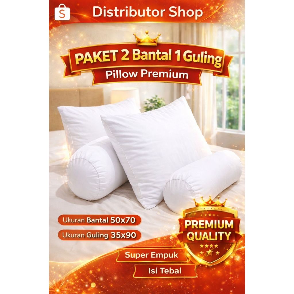 ROYAL CHARIR - Bantal Guling Pillow Premium Tidur Dewasa 1Set Ukuran Jumbo Isi Full Dacron Grade A