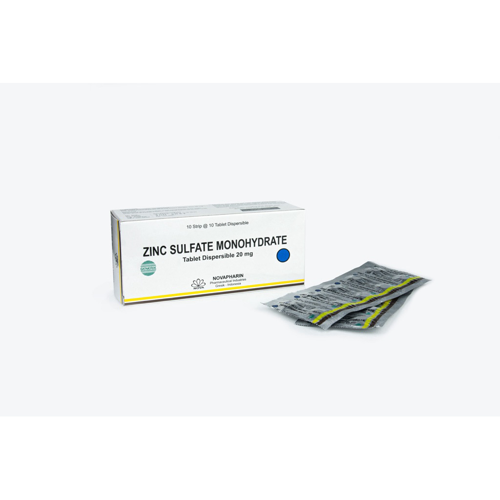 ZINC SULFATE MONOHYDRATE NOVAPHARIN 20 MG BOX 100 TABLET
