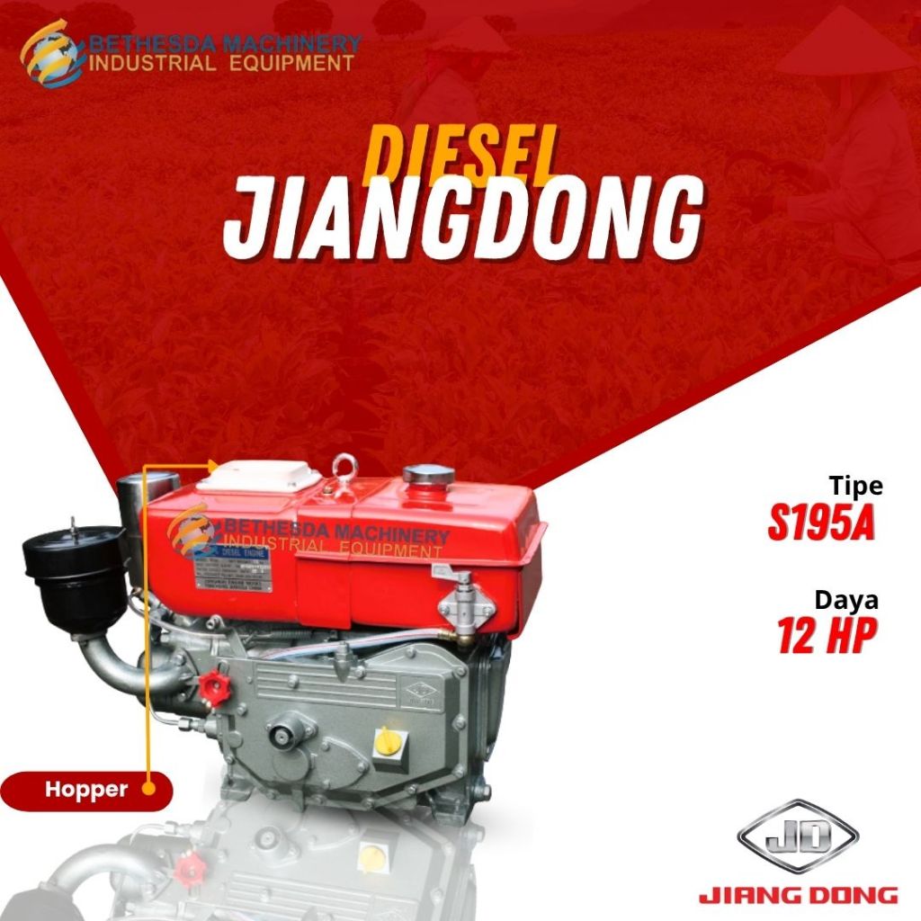 Jiangdong Diesel 12 HP S 195 A Hopper Engkol - Mesin Diesel Penggerak 12 PK