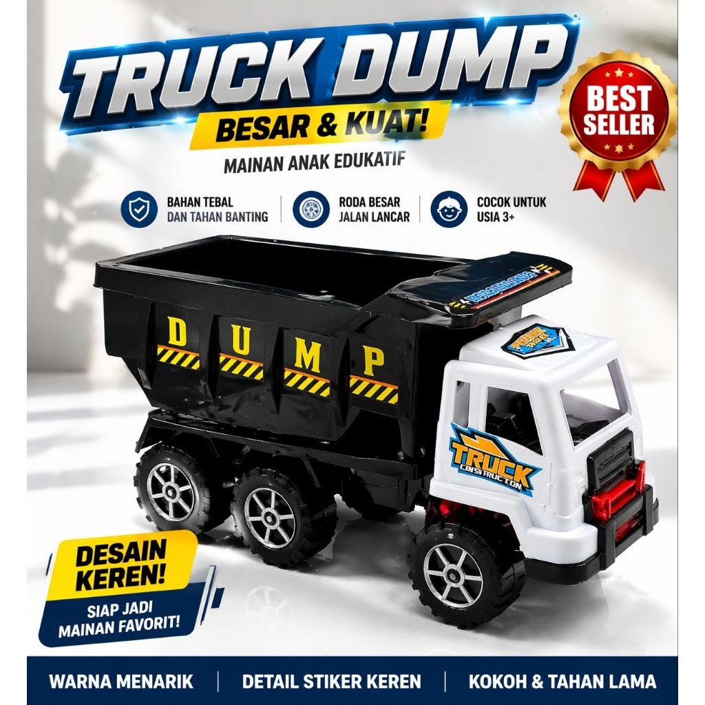 Mainan Truck Dump Besar Anak | Mobil Truk Konstruksi Plastik Tebal Roda Lancar Kuat Murah