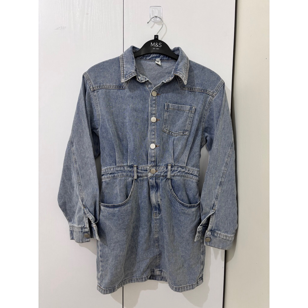 Mini Dress Jeans Wanita Lengan Panjang