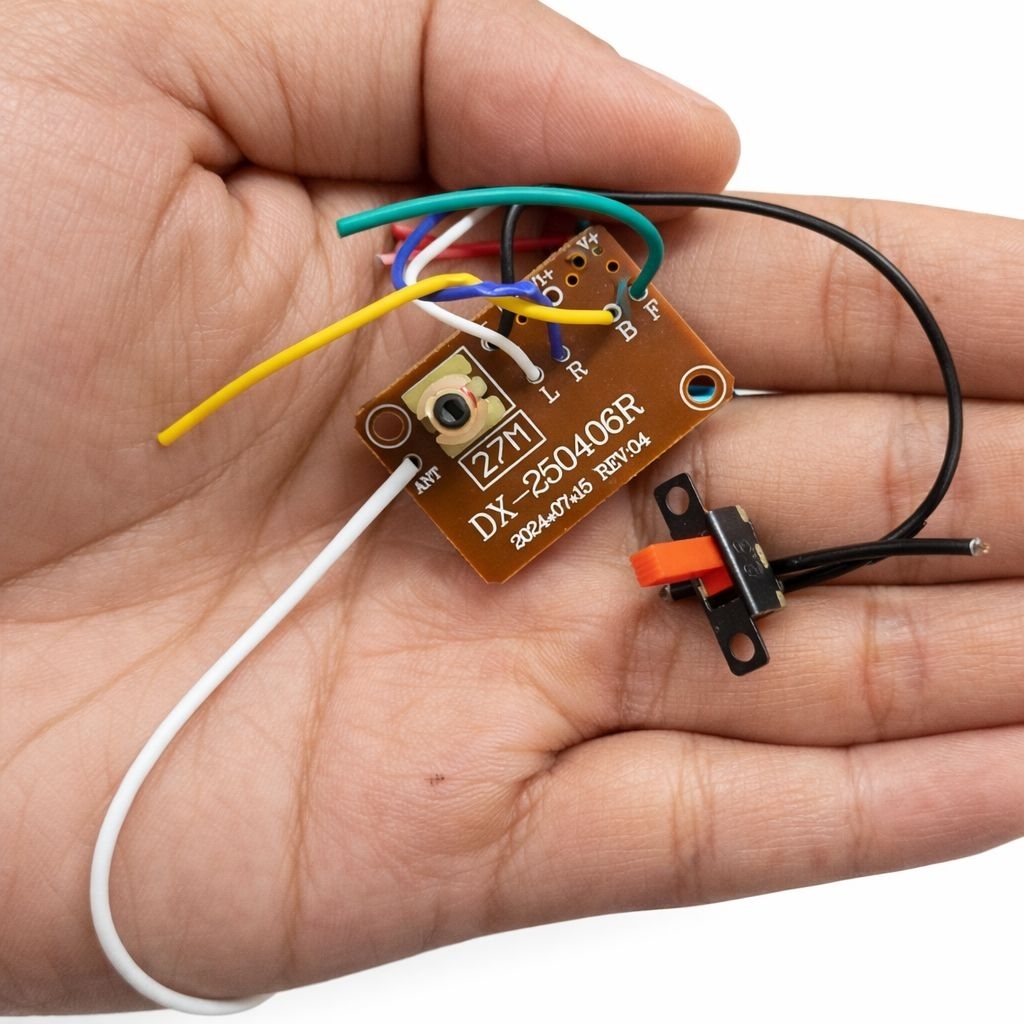 Modul Receiver 27MHz RC + Saklar ON/OFF | PCB Control Mobil RC Pick Up / Climbing / Excavator
