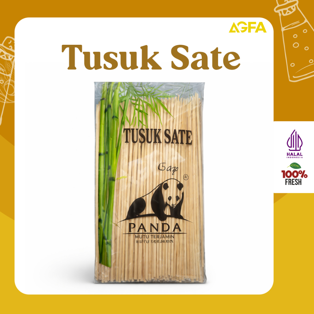 Panda Cap Sate Tusuk Sait 150 gram / Panda Tusuk Sate / Tusuk Sate Bambu Cap Panda 20cm/ Tusuk Sate 
