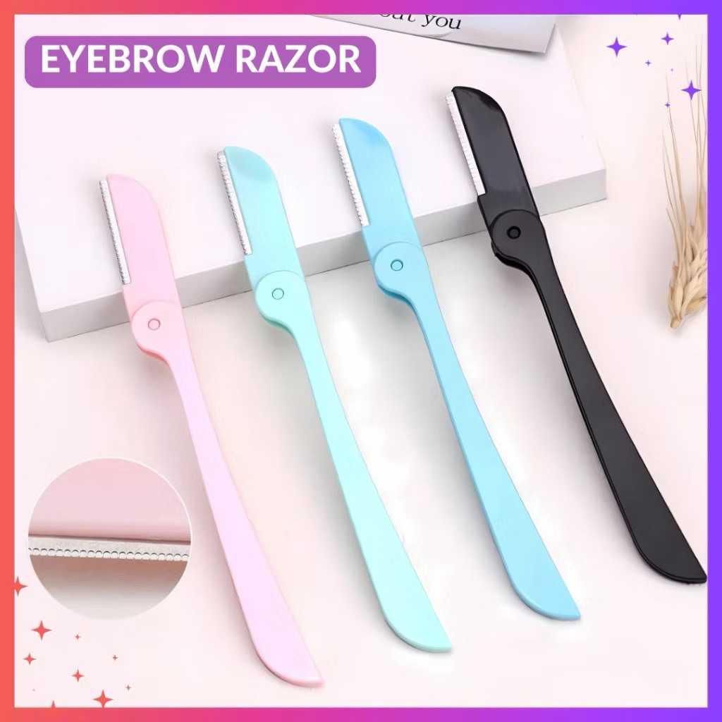 eyebrow razor pisau cukur alis lipat / pisau lipat macaron alat pencukur alis