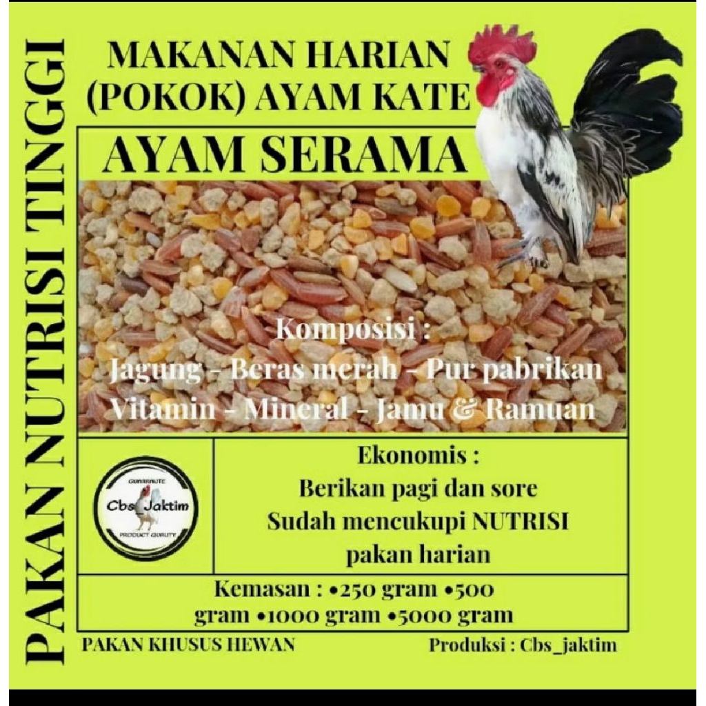pakan harian ayam serama ayam kate hias 5kg karungan ayam hias
